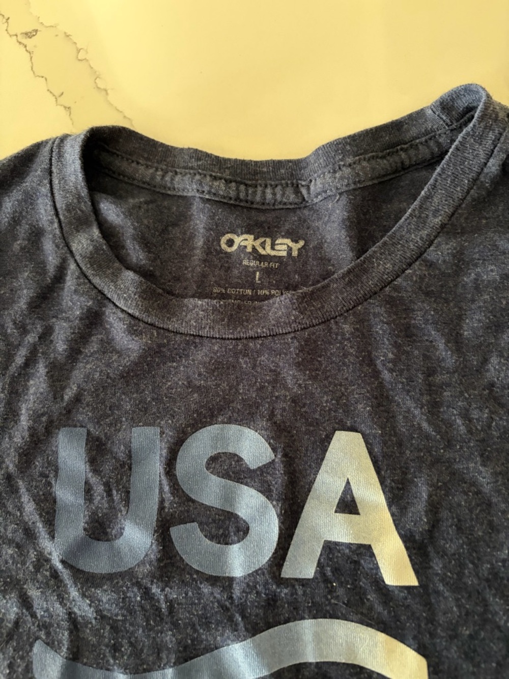 Oakley Charcoal Tee with USA Metallic Graphic